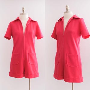 Vintage 1970’s Playsuit/Romper in Hot Pink •  XS/S
