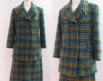Vintage 1960’s Teal Wool Bouclé Suit • S/M