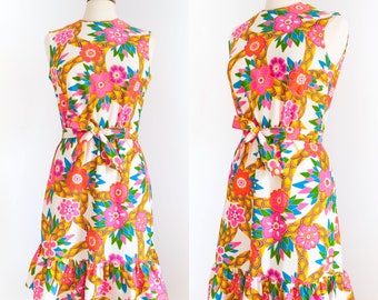 Vintage 1970s Groovy Psychedelic Mod Dress • S/M