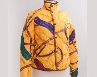 Ralph Lauren Equestrian-Print Down Puffer Jacket • S