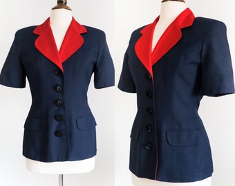 Vintage DIOR 1980’s Navy and Red Blazer • S