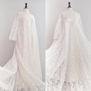 Vintage 1960’s Ethereal Lace Wedding Gown with Train • S