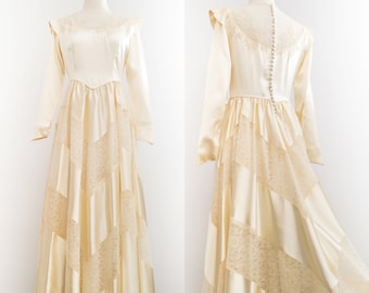 Vintage 1930’s/40’s Satin and Lace Panelled Wedding Gown • S