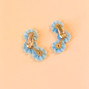 Vintage Mid-Century Blue Floral Sparkling Rhinestone Clip-On Ear Climber Earrings image 7