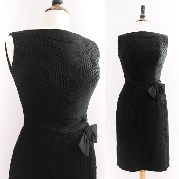 Vintage 1950's Holt Renfrew Fully Pleated Cocktail Dress • S
