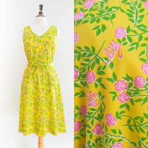 Vintage 1960’s/1970’s Lilly Pulitzer Floral Dress // Yellow Floral “The Lilly” Dress • S/M