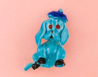 Vintage 1950’s Teal Poodle with Rhinestone Eyes