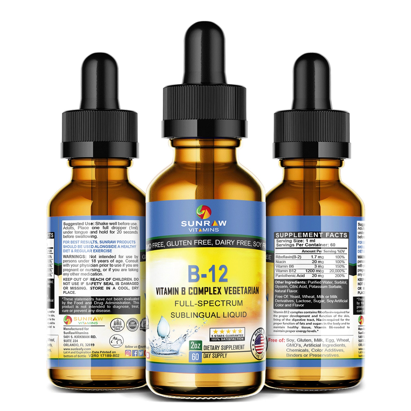 Vitamin B12 1200 mcg B2 B3 B6 B9 Sublingual Liquid Drops 2 Etsy