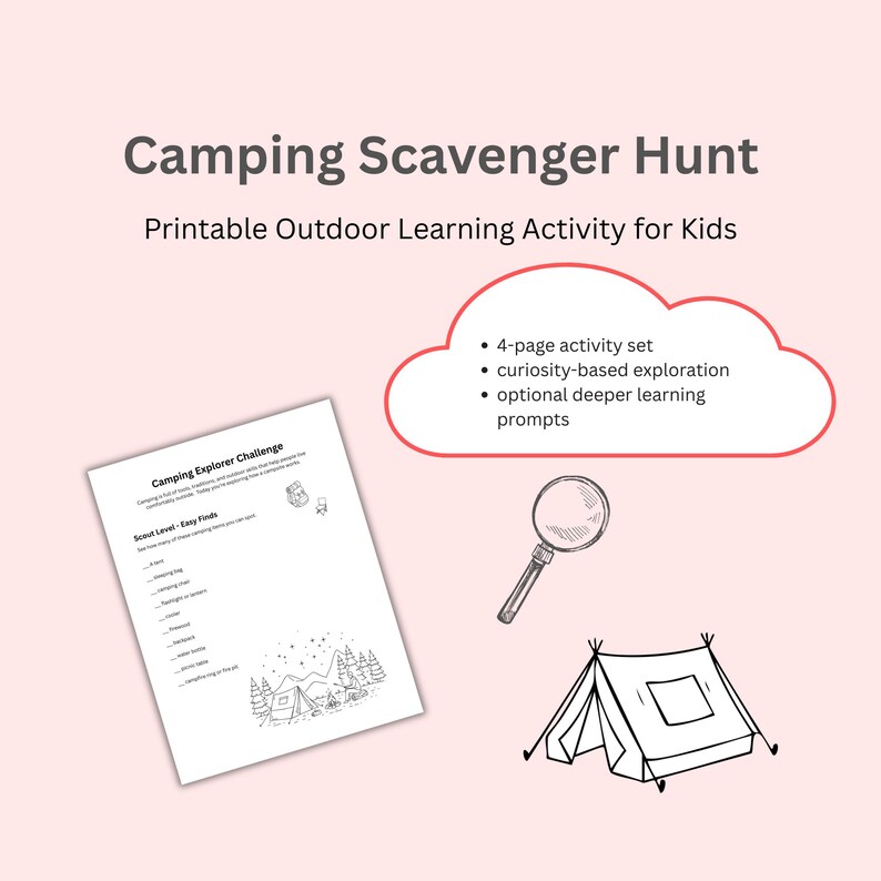 Camping Scavenger Hunt Printable | Kids Camping Activity | Outdoor ...