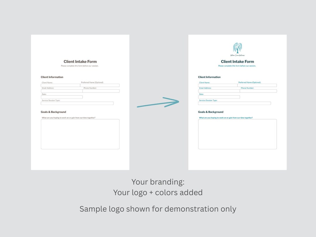 Customize Your Client Intake Form / Logo and Brand Colors Added ...