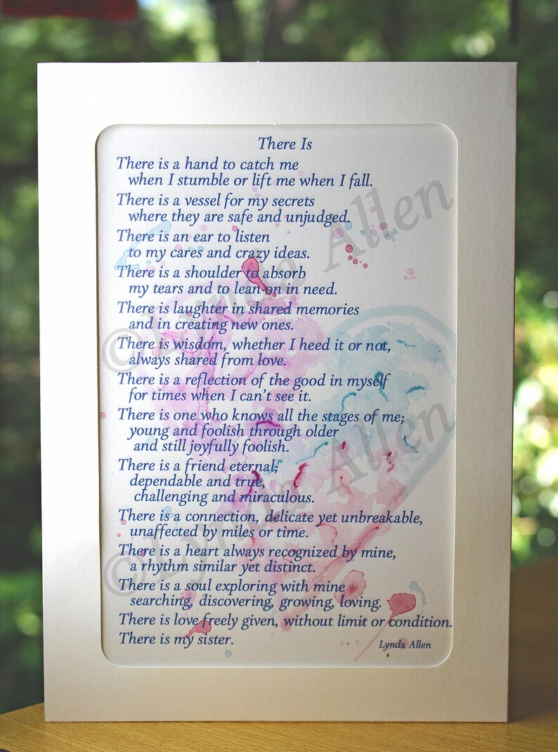 There is a Poem Honoring Sisters, Biological and Otherwise Etsy