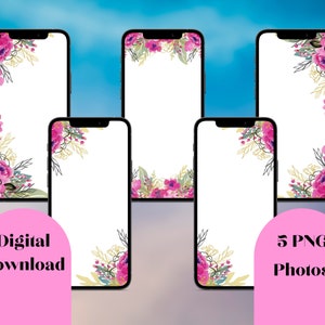 5 Flower Cellphone Wallpaper, Digital Download Wallpaper