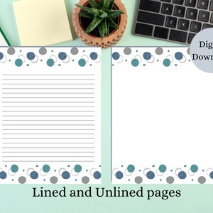 Spotted Printable Stationery Paper,  8.5x11, lined paper, unlined paper