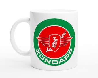 Zündapp white ceramic cup with large logo