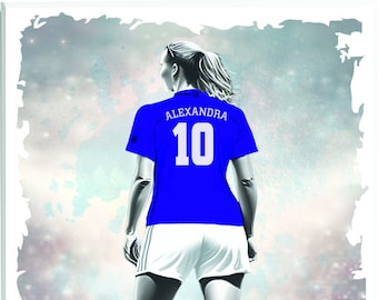 Personalized Women Soccer Canvas Prints. With individual names and back numbers. Ideal gift for female soccer players