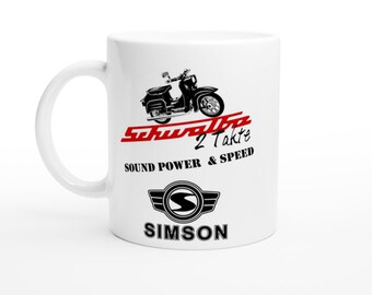 Simson Schwalbe White ceramic cup printed on both sides