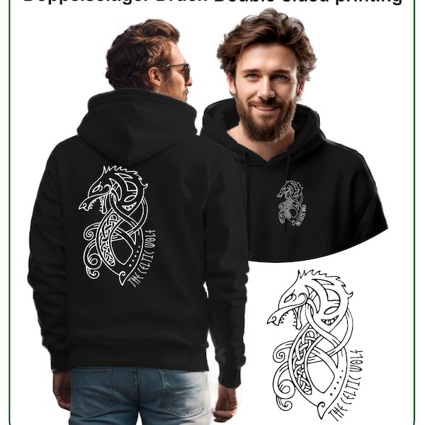 Fenrir Hoodie , Wikinger Fenrir  Hoodie, nordischer Kapuzenpullover - Nordic Design