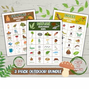 Nature Scavenger Hunt, Camping Treasure Hunt Printable, Scavenger Hunt For Kids, Kids Camping Games,Nature Outdoor Activity, Insect Game PDF