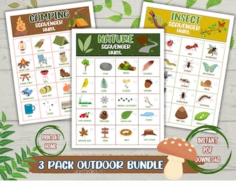 Nature Scavenger Hunt, Camping Treasure Hunt Printable, Scavenger Hunt For Kids, Kids Camping Games,Nature Outdoor Activity, Insect Game PDF
