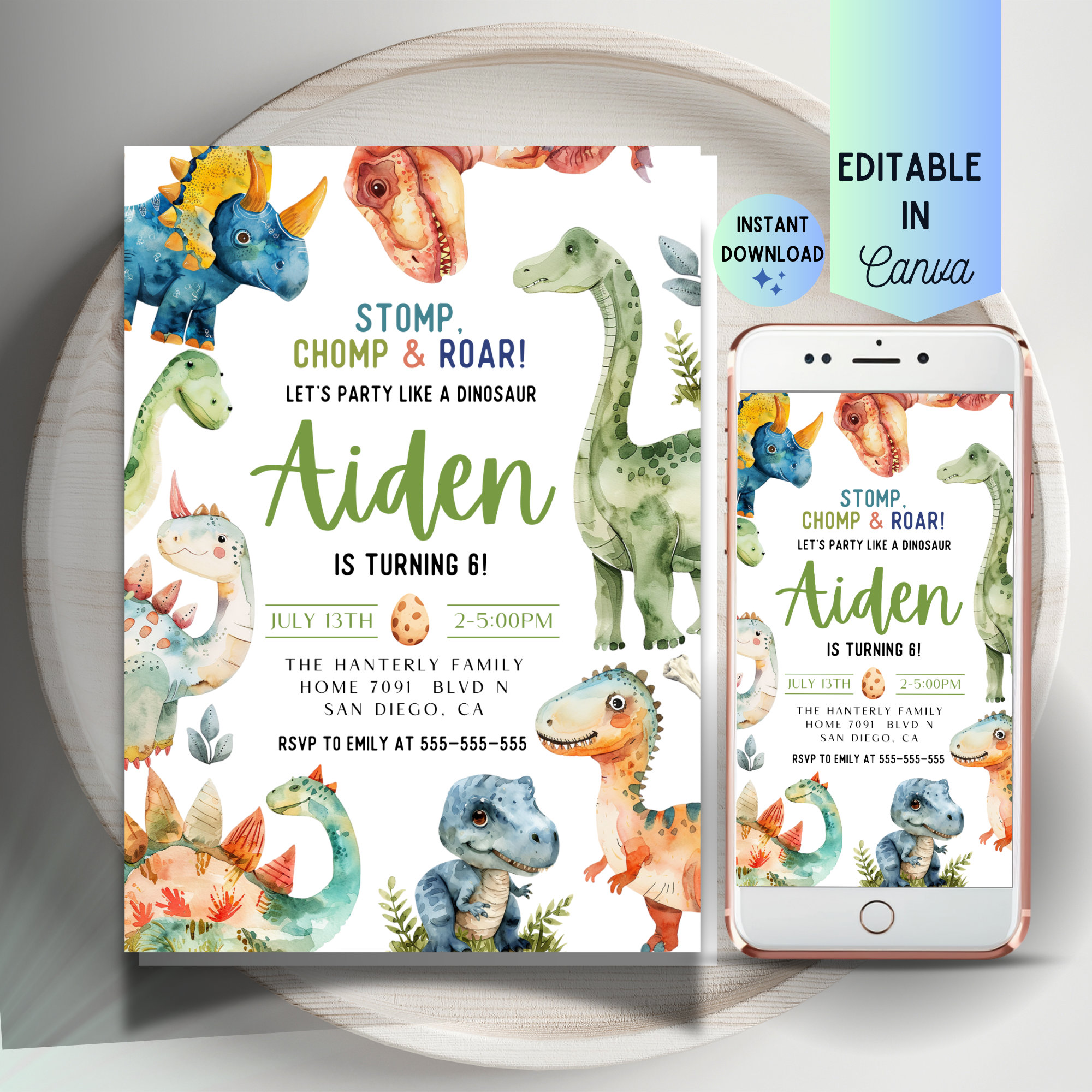 Editable Dinosaur Birthday Party Invitation Template, Editable Invitation Template, Canva Editable Dinosaur Template, Printable Download - Etsy editable-dinosaur-birthday-party-invitation-template-editable-invitation-template-canva-editable-dinosaur-template-printable-download-etsy