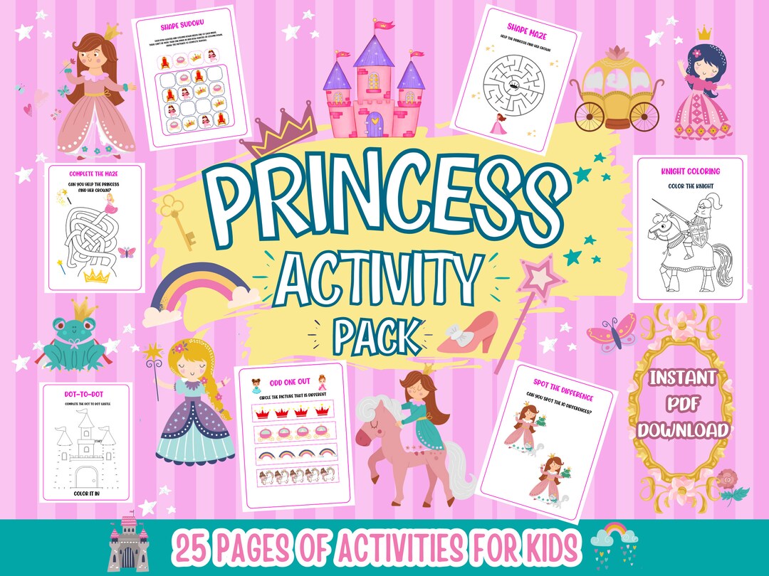 Princess Activity Pages Printable Princess Party Games - Etsy UK