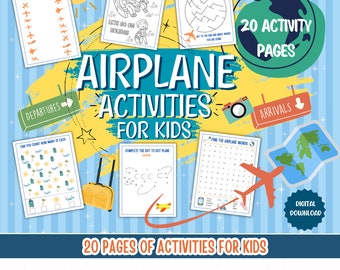 Airplane Activity Bundle: Kids Travel Games, 20 Pages (PDF)