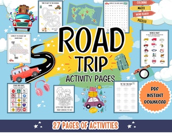 Páginas de actividades para viajes por carretera: Juegos de viaje para niños imprimibles (PDF)