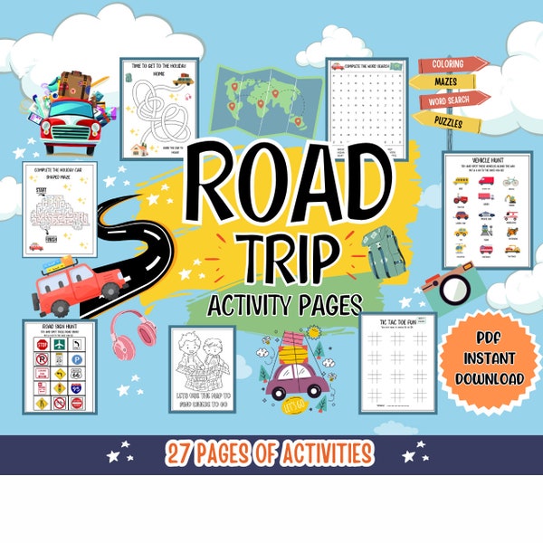 Road Trip Activity Pages, Activity Printable, Travel Activities, Road Trip Games, Kids Travel Games, Car Games, Travel Printables, Road Trip
