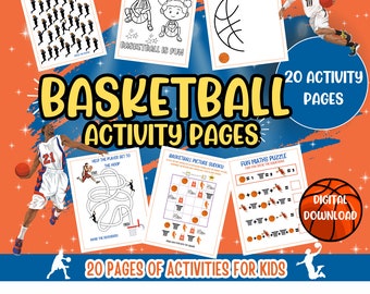 Páginas de actividades de baloncesto: 20 juegos imprimibles para niños (PDF)