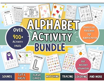 Alphabet Activity Bundle: 900+ PreK Worksheets (Digital Download)