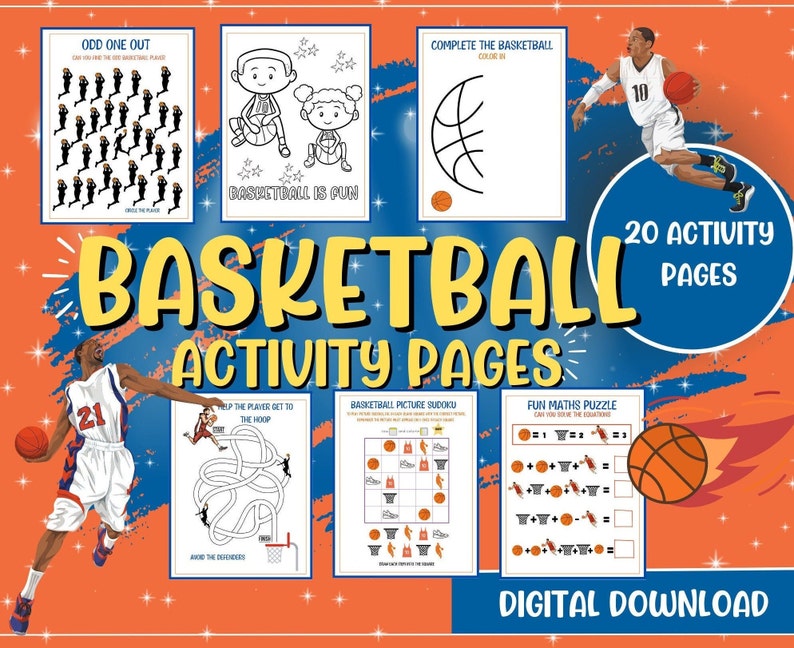 Basketball Activity Pages Printable Basketball Sheets Etsy