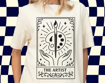 Camiseta de artista con carta del tarot, regalo para estudiantes de arte, pintor, ilustrador, diseñador gráfico, profesor de arte, camiseta creativa.