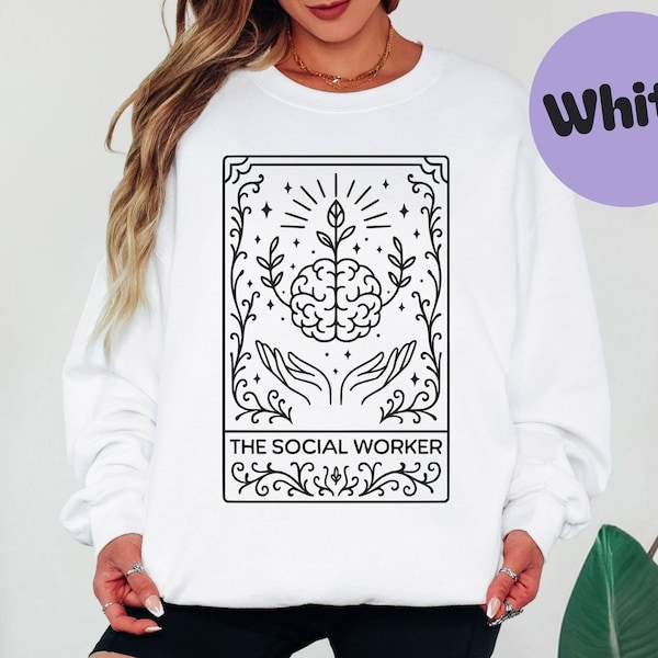 Sweatshirt maatschappelijk werker tarotkaart, geestelijke gezondheid ronde hals, cadeau sociaal werk, counselor trui, maatschappelijk werk grad cadeau, therapeut trui