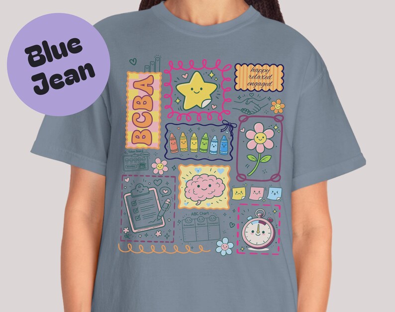 Cbc4ba Color BCBA Colorful Doodle Collage Comfort Colors Shirt, Behavior Therapy Tee ...