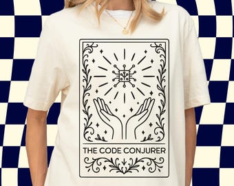 Kodbekännaren Tarotkort T-shirt, Programmerare Gåva, Kodare T-shirt, Utvecklare T-shirt, Programvaruingenjör, Magisk Kod, Datavetenskapsexamen Gåva