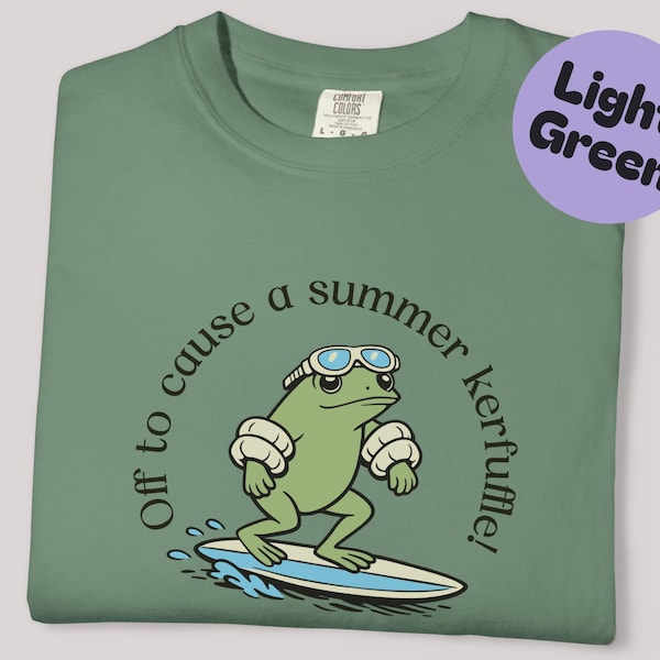 おもしろいカエルの学校最終日先生コンフォートカラーシャツ、学年末Tシャツ、学校休みTシャツ、先生の夏用Tシャツ、先生へのギフト