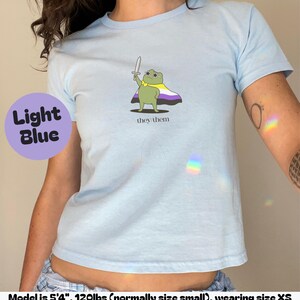 Non-binary Pride Baby Tee, Funny Frog They/Them Tee, Non-binary Flag Shirt, Weirdcore, Pride Month, LGBTQ Pride, Genderqueer Tee
