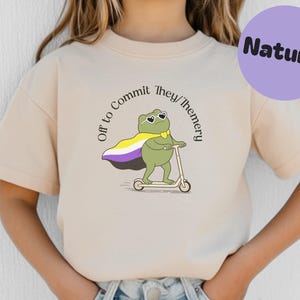 Chemise jeunesse non binaire, t-shirt grenouille drôle pour enfants, t-shirt drapeau non binaire, Weirdcore, mois de la fierté, fierté LGBTQ, t-shirt genderqueer