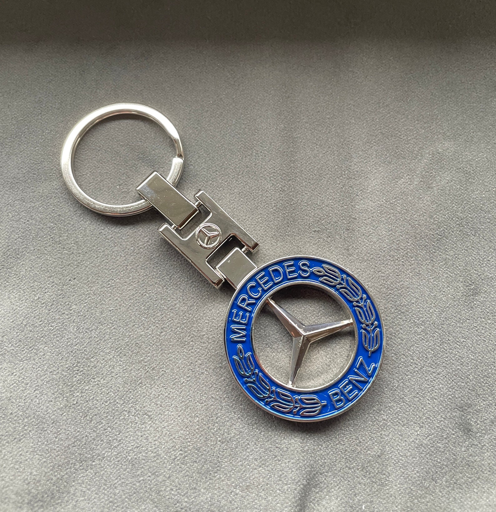 Keychain With Mercedes Benz Logo Silver Blue Etsy