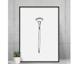 Paintbrush Artist Wall Art, Minimalist Lines Abstract Modern Art, Neutral Boho Decor for Artists