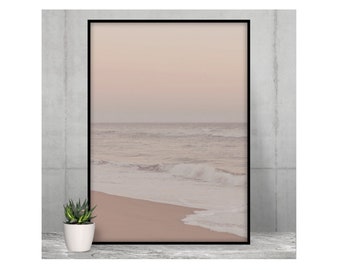 Aesthetic Beach Wall Art, Minimalist Poster, Gallery Wall Artwork of Ocean Beach Warm