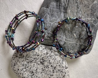 Rainbow Memory Wire Bracelet - Running With Sisters