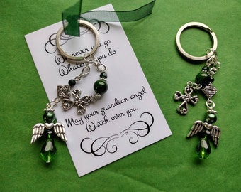 An Irish guardian angel, beautiful handmade keychain/bag charm, perfect gift to send someone far away from home.