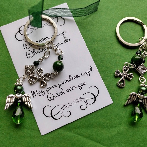 An Irish guardian angel, beautiful handmade keychain/bag charm, perfect gift to send someone far away from home.