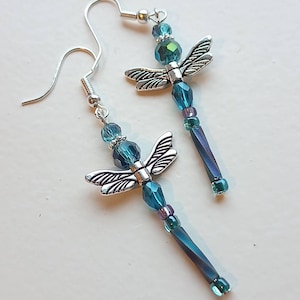 Teal Dragonfly handmade beaded earrings. Gorgeous little accessories, perfect gift for someone special.