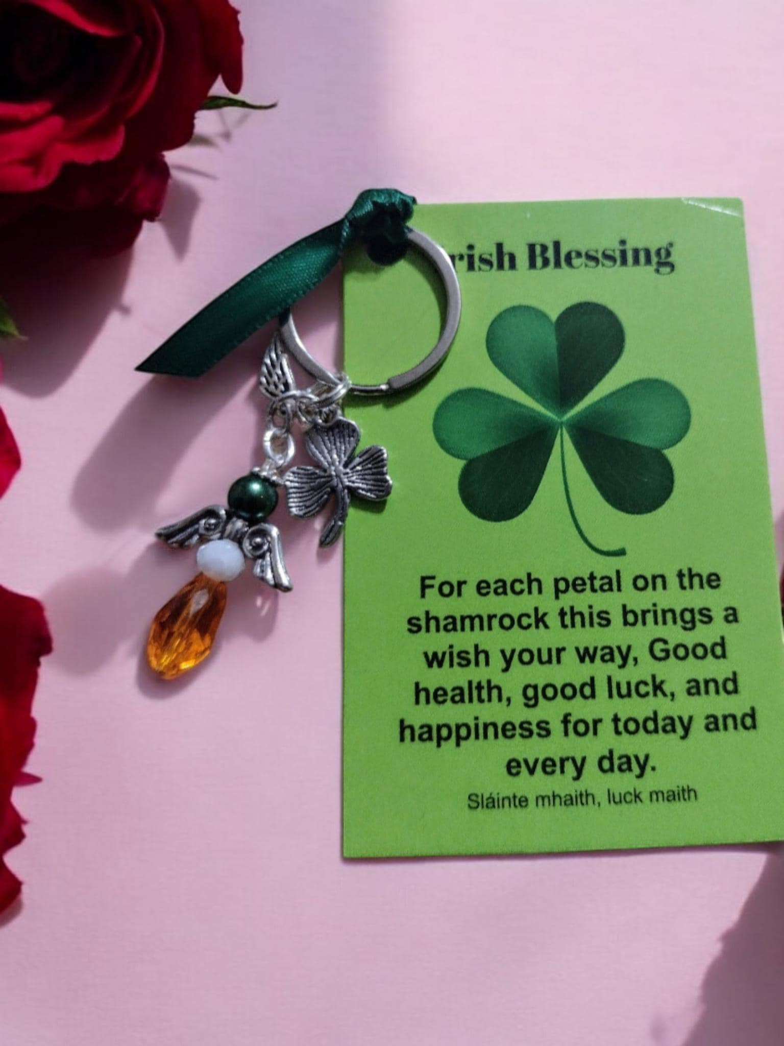 Lucky Irish Blessing Guardian Angel Bagcharm Keychain