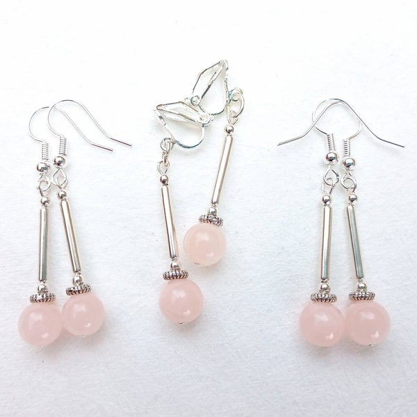 Peachy drop handmade earrings, in softest peach dyed Jade on a simple stylish drop. Available with a choice of fixings.