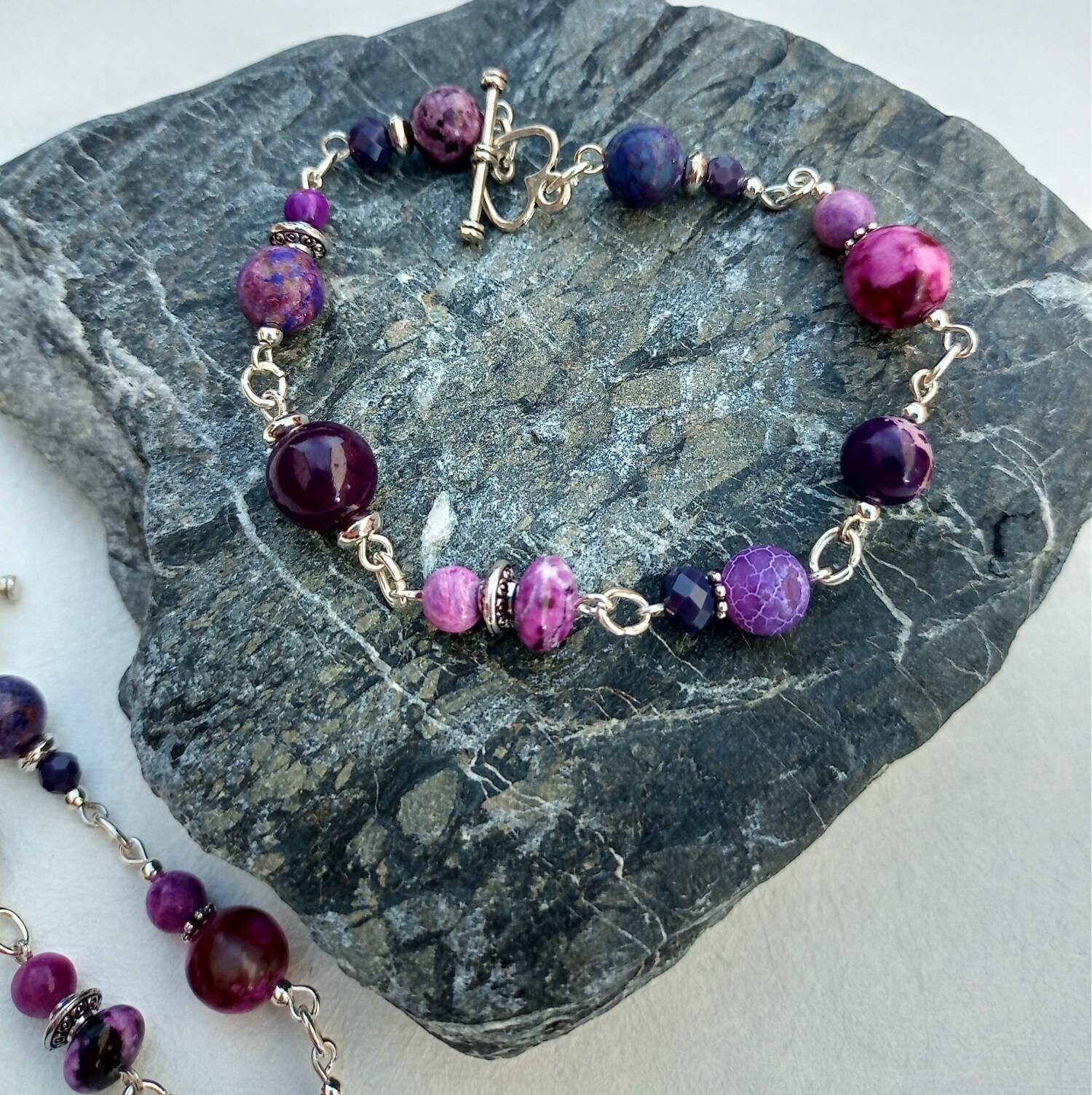 Gorgeous Purple Composite Stone Turquoise Rondelles Beads 10 mm / 2 x  Unique beads