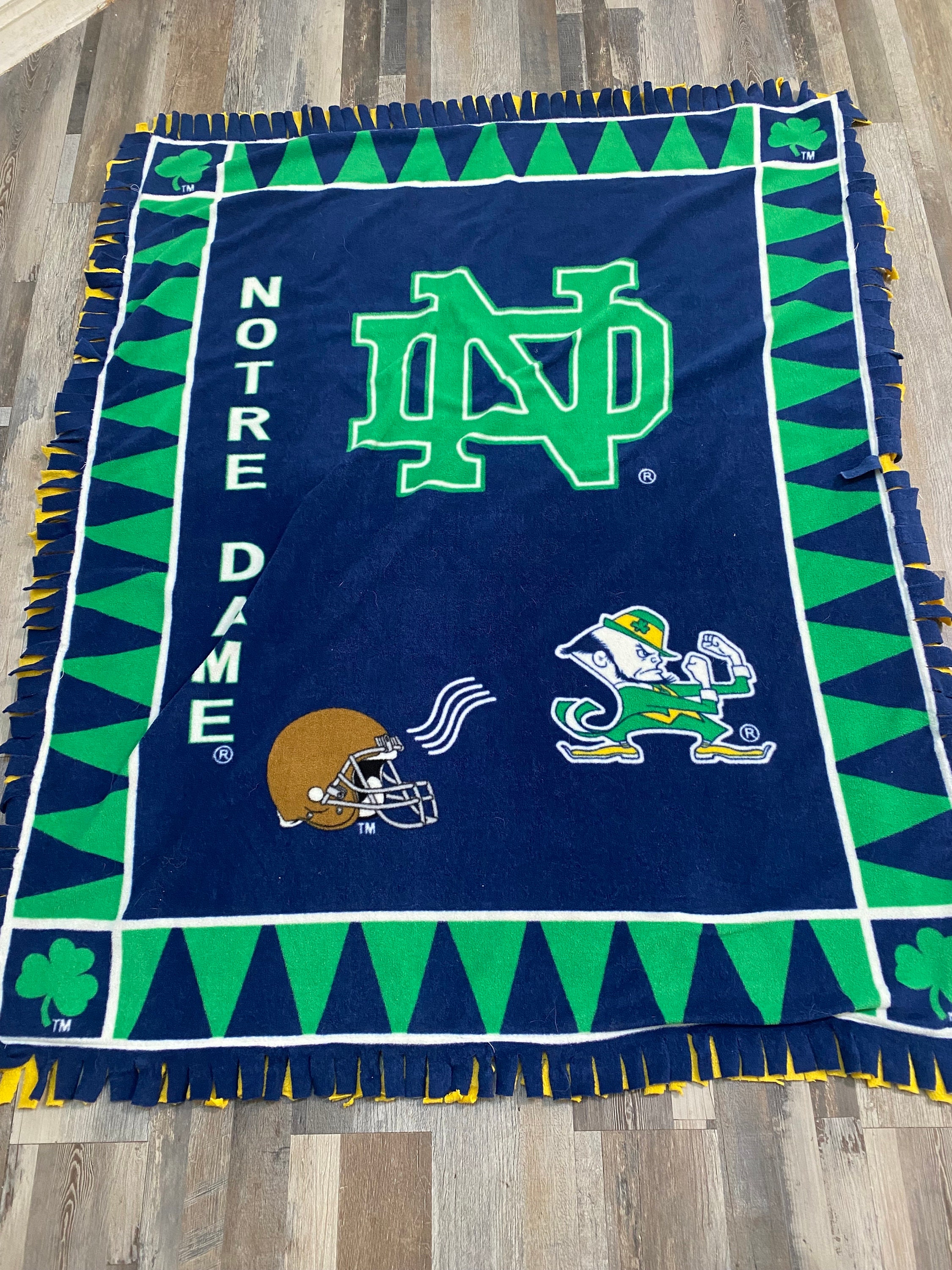Handmade Notre Dame Fighting Irish Fleece Fringed Quilt Blanket Recycled Etsy