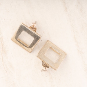 Square Stud Earrings,  sterling silver, butterfly backs